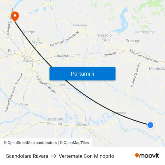 Scandolara Ravara to Vertemate Con Minoprio map