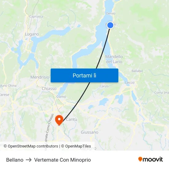Bellano to Vertemate Con Minoprio map