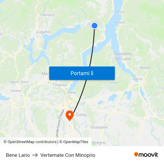 Bene Lario to Vertemate Con Minoprio map