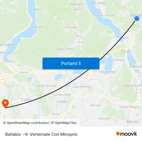 Ballabio to Vertemate Con Minoprio map