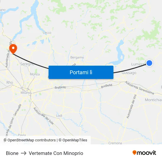Bione to Vertemate Con Minoprio map