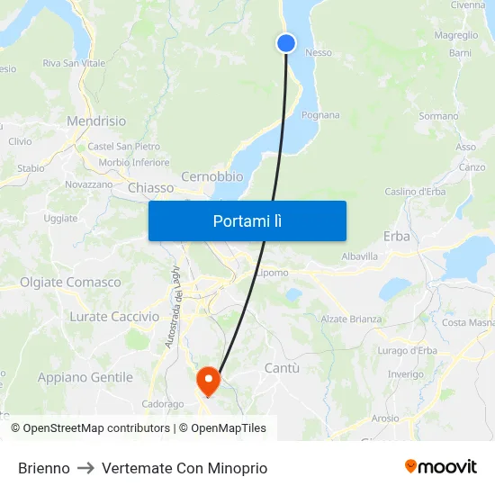 Brienno to Vertemate Con Minoprio map