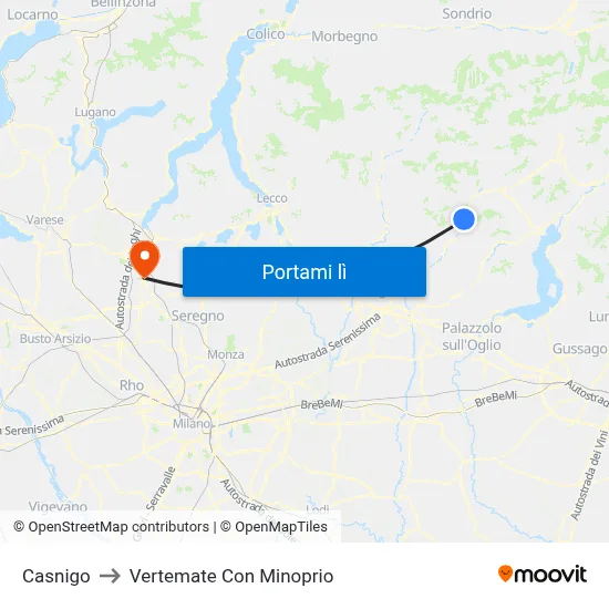 Casnigo to Vertemate Con Minoprio map