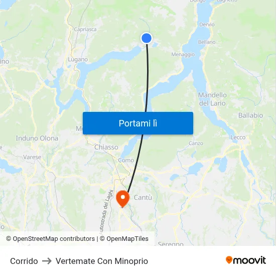 Corrido to Vertemate Con Minoprio map