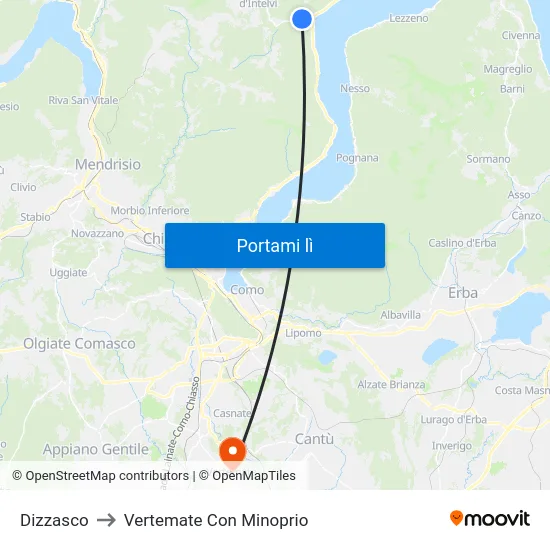 Dizzasco to Vertemate Con Minoprio map