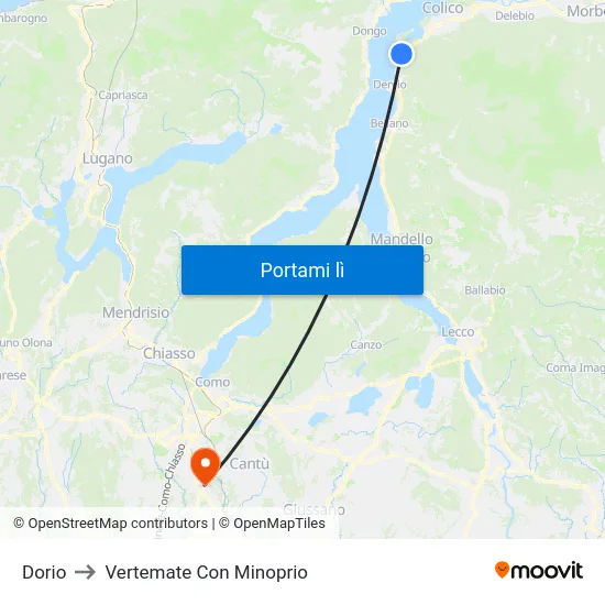 Dorio to Vertemate Con Minoprio map