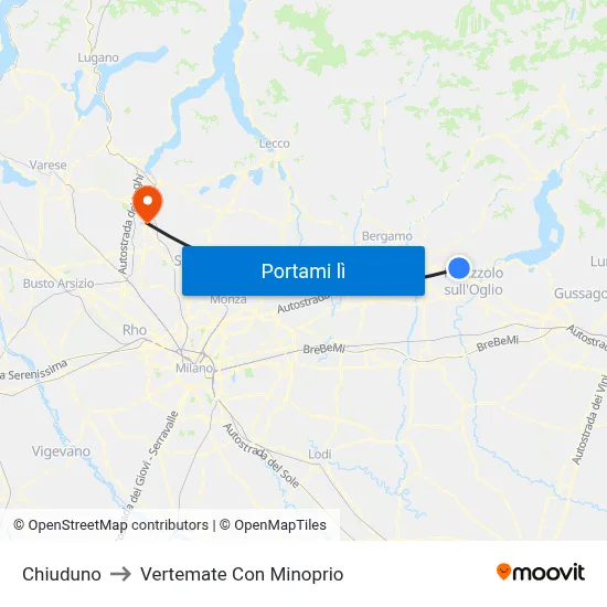 Chiuduno to Vertemate Con Minoprio map