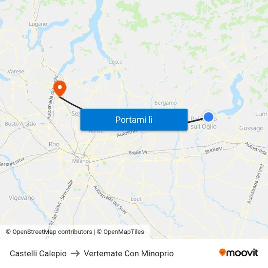 Castelli Calepio to Vertemate Con Minoprio map