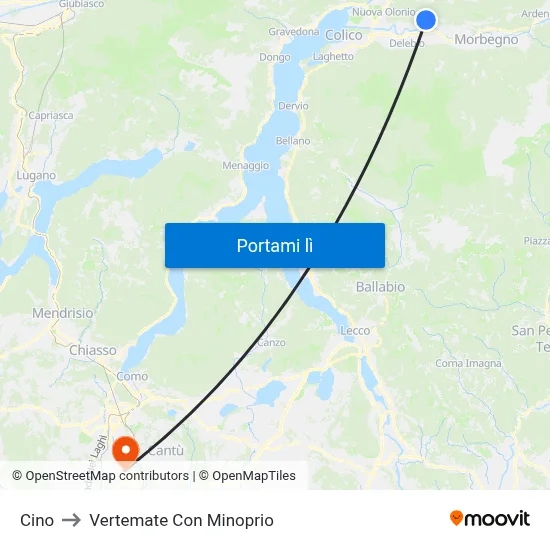Cino to Vertemate Con Minoprio map