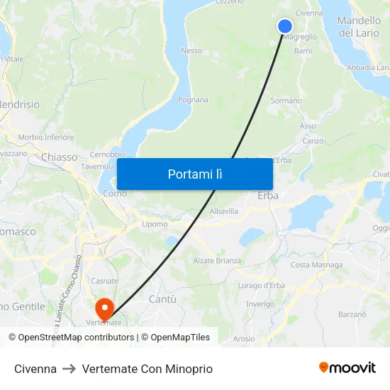 Civenna to Vertemate Con Minoprio map