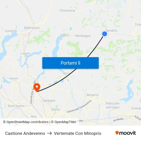 Castione Andevenno to Vertemate Con Minoprio map