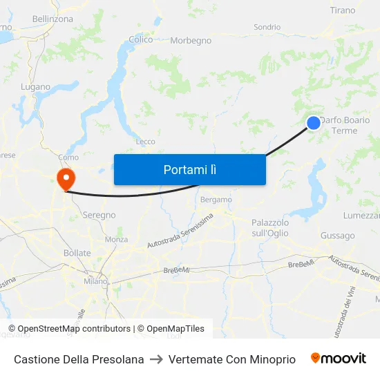 Castione Della Presolana to Vertemate Con Minoprio map