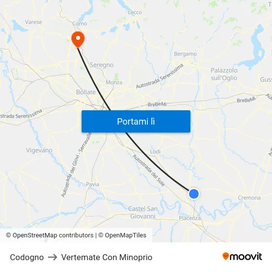 Codogno to Vertemate Con Minoprio map