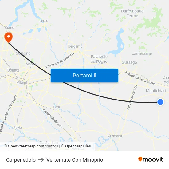 Carpenedolo to Vertemate Con Minoprio map
