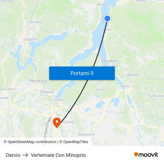 Dervio to Vertemate Con Minoprio map