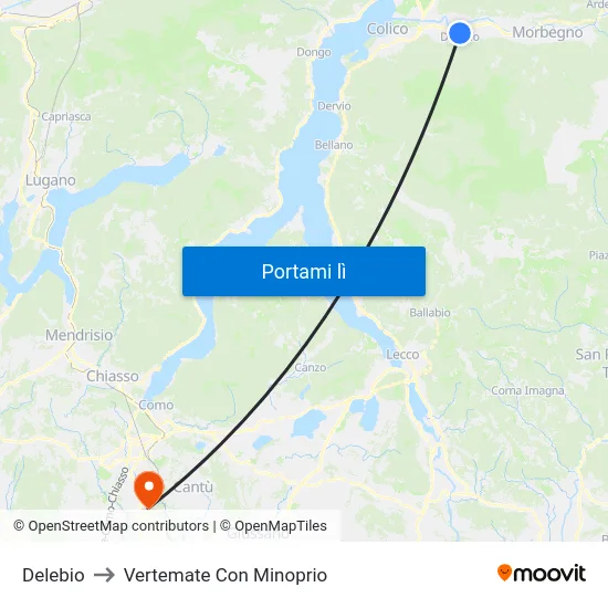 Delebio to Vertemate Con Minoprio map
