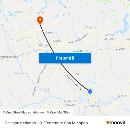 Casalpusterlengo to Vertemate Con Minoprio map