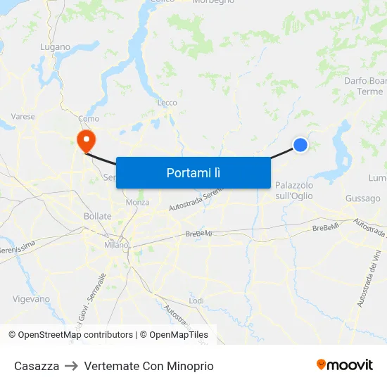 Casazza to Vertemate Con Minoprio map