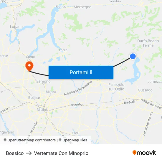 Bossico to Vertemate Con Minoprio map