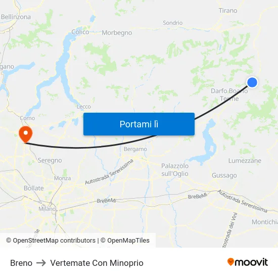 Breno to Vertemate Con Minoprio map