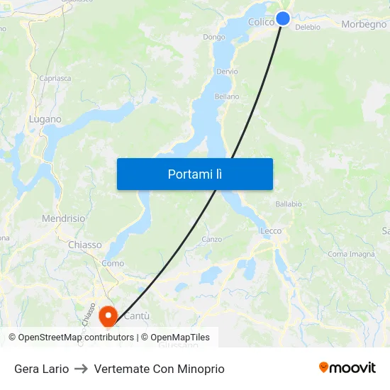 Gera Lario to Vertemate Con Minoprio map