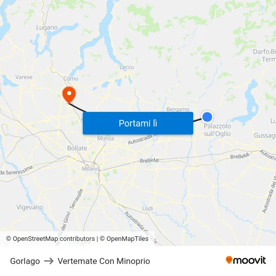 Gorlago to Vertemate Con Minoprio map