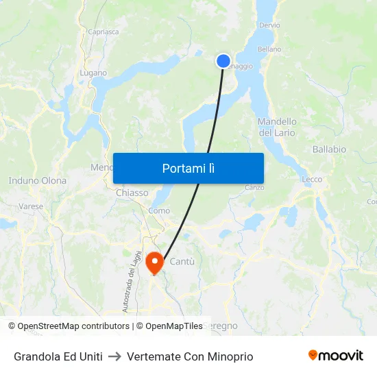 Grandola Ed Uniti to Vertemate Con Minoprio map