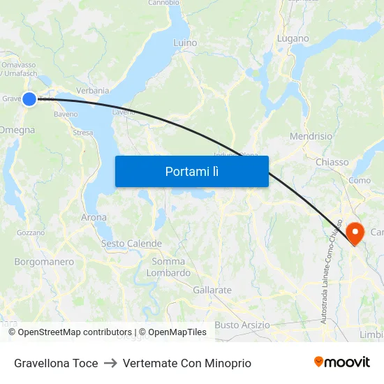 Gravellona Toce to Vertemate Con Minoprio map