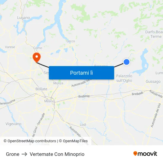 Grone to Vertemate Con Minoprio map