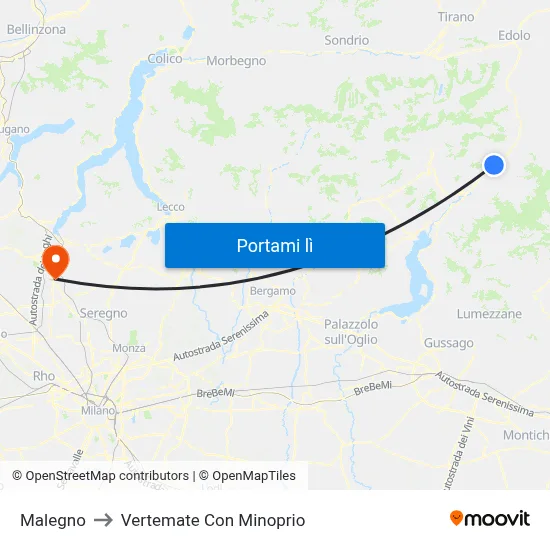 Malegno to Vertemate Con Minoprio map