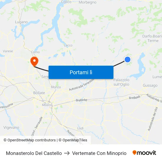 Monasterolo Del Castello to Vertemate Con Minoprio map