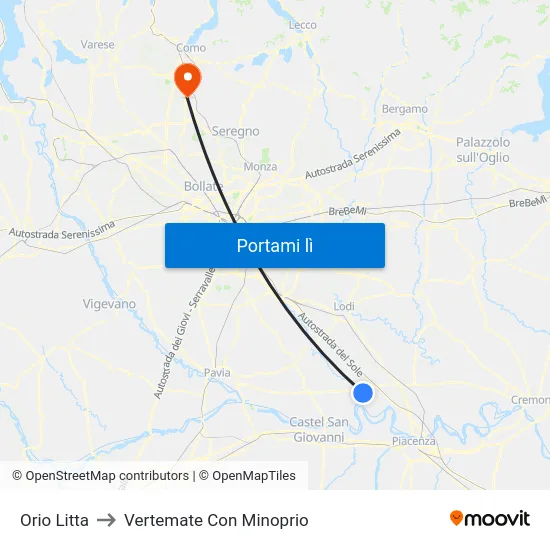 Orio Litta to Vertemate Con Minoprio map