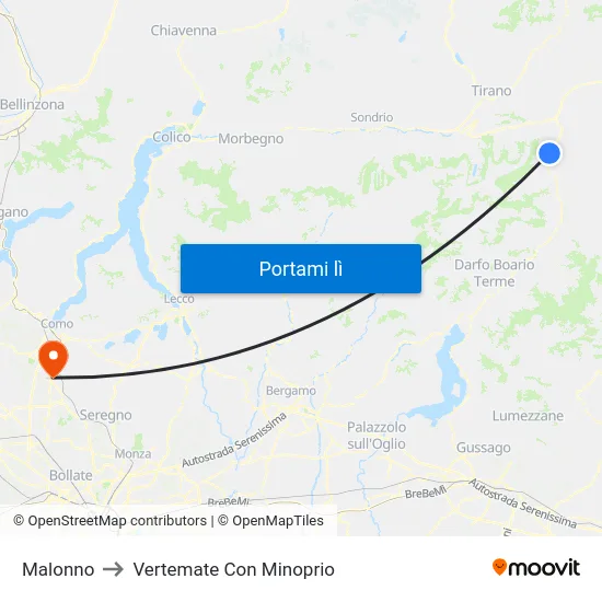 Malonno to Vertemate Con Minoprio map