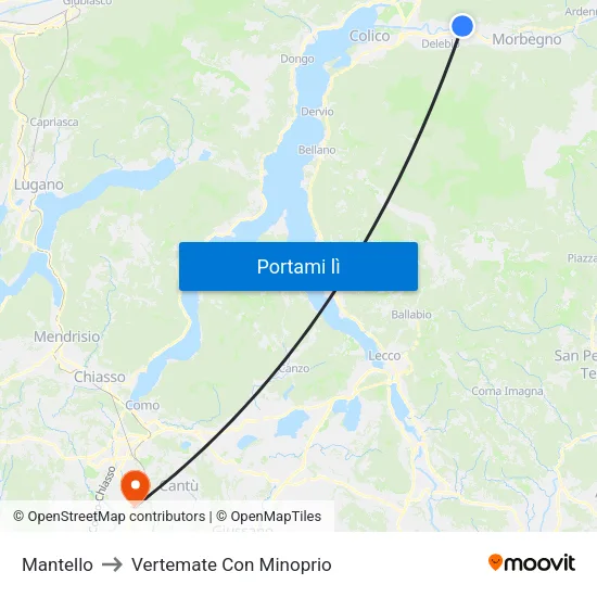 Mantello to Vertemate Con Minoprio map