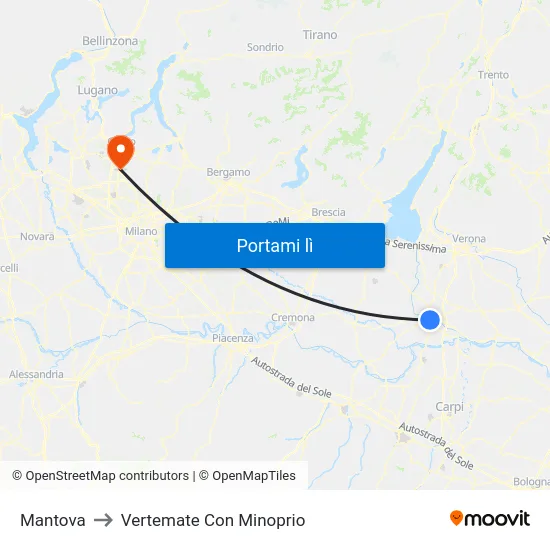 Mantova to Vertemate Con Minoprio map