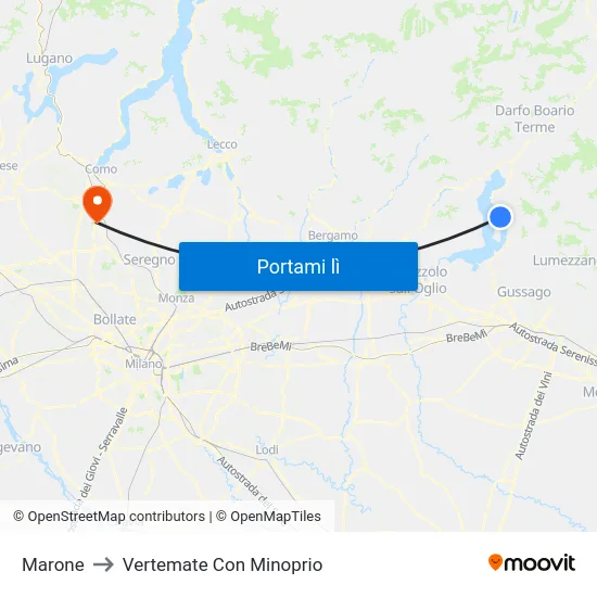 Marone to Vertemate Con Minoprio map