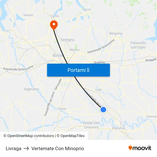 Livraga to Vertemate Con Minoprio map