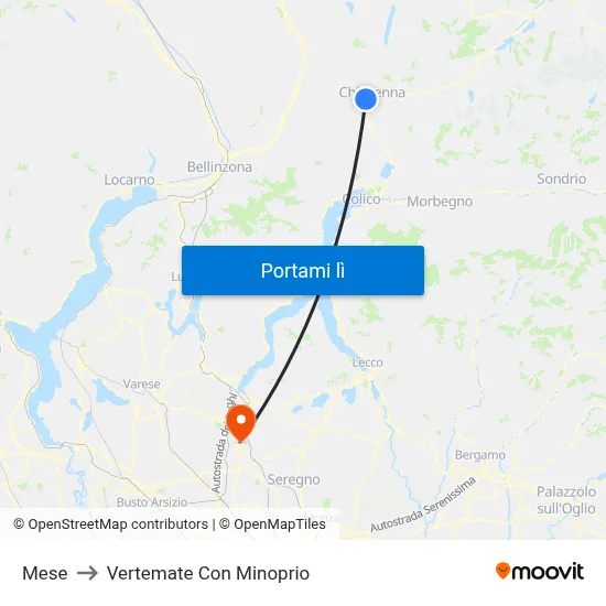 Mese to Vertemate Con Minoprio map