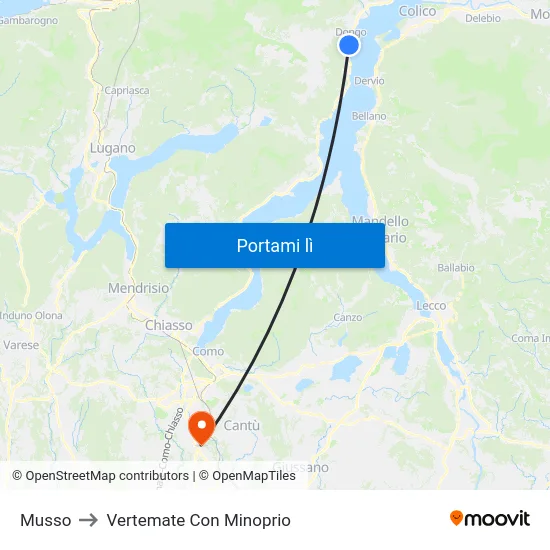 Musso to Vertemate Con Minoprio map