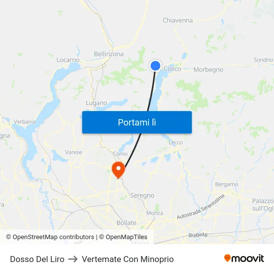 Dosso Del Liro to Vertemate Con Minoprio map
