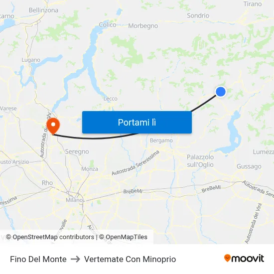 Fino Del Monte to Vertemate Con Minoprio map