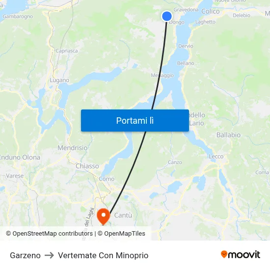 Garzeno to Vertemate Con Minoprio map