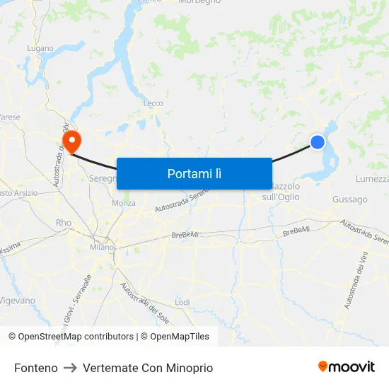 Fonteno to Vertemate Con Minoprio map