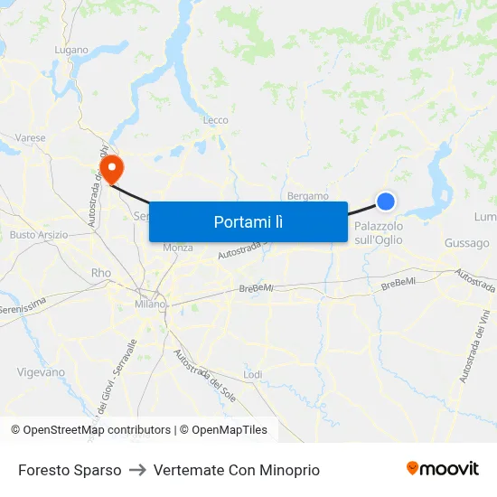 Foresto Sparso to Vertemate Con Minoprio map