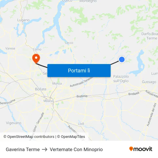Gaverina Terme to Vertemate Con Minoprio map