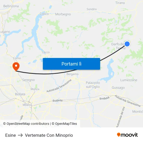 Esine to Vertemate Con Minoprio map
