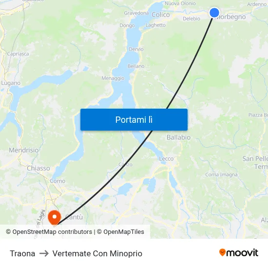 Traona to Vertemate Con Minoprio map