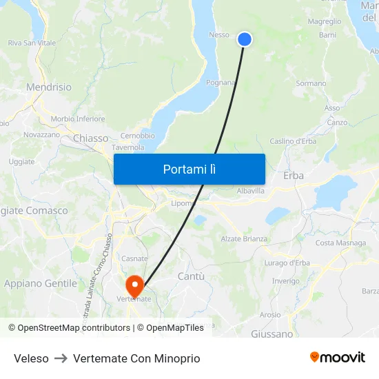 Veleso to Vertemate Con Minoprio map