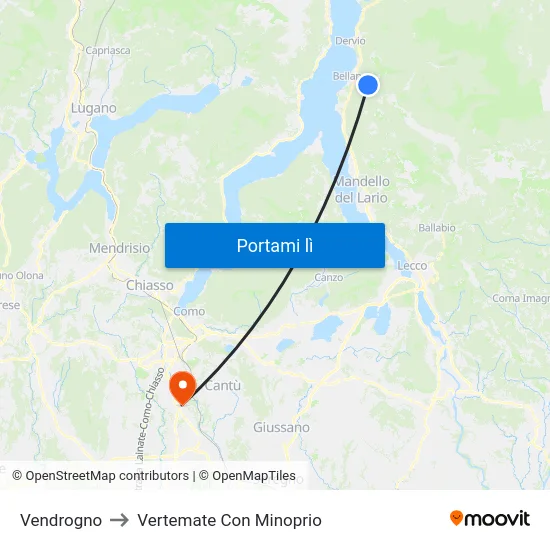 Vendrogno to Vertemate Con Minoprio map