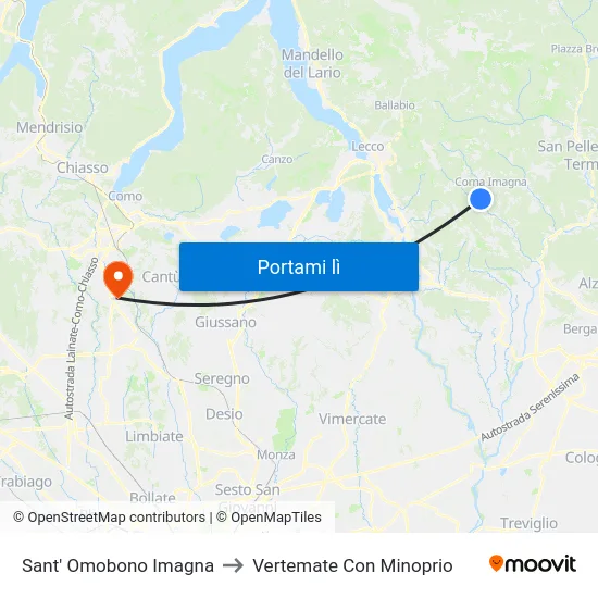 Sant' Omobono Imagna to Vertemate Con Minoprio map